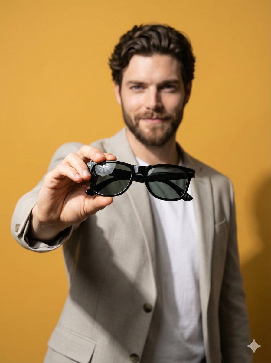 Product Poster: Sunglasses with Shallow Depth of Field - KI-Prompt