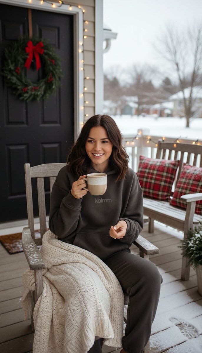 Product Review Lifestyle Shot Prompt (Winter Porch) - Prompt IA