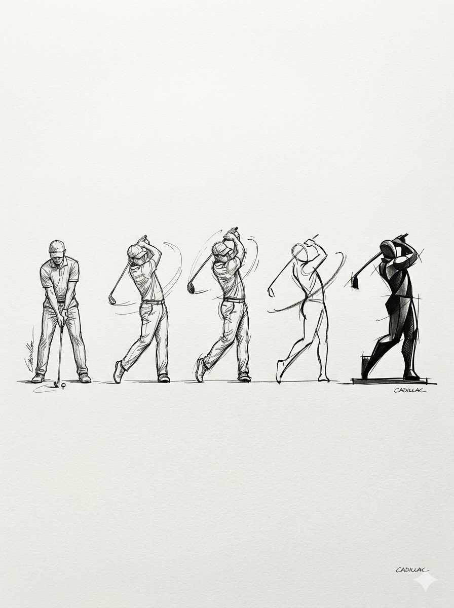 Preview image for Progressive Golf Swing Artistic Sketch prompt