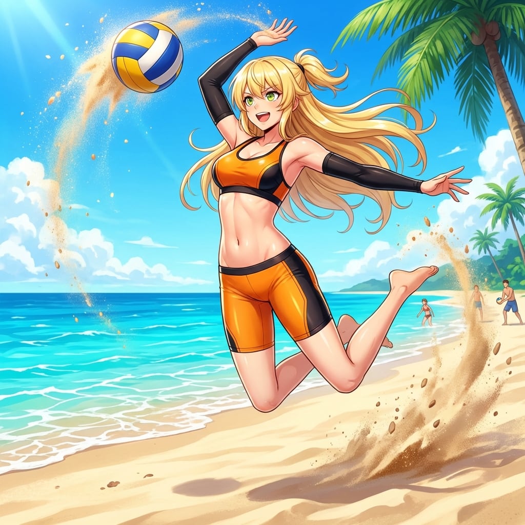 Prompt for Converting Subject into a Beach Volleyball Player - AI Generated AI Art Style Image