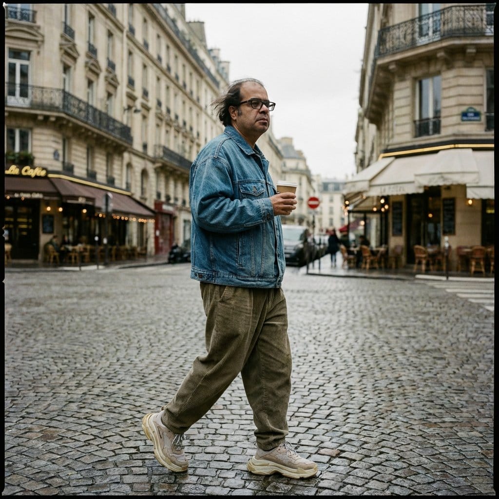 Prompt for Editorial Photo Shoot Model Posing in Street - AI Generated Realistic Style Image Example