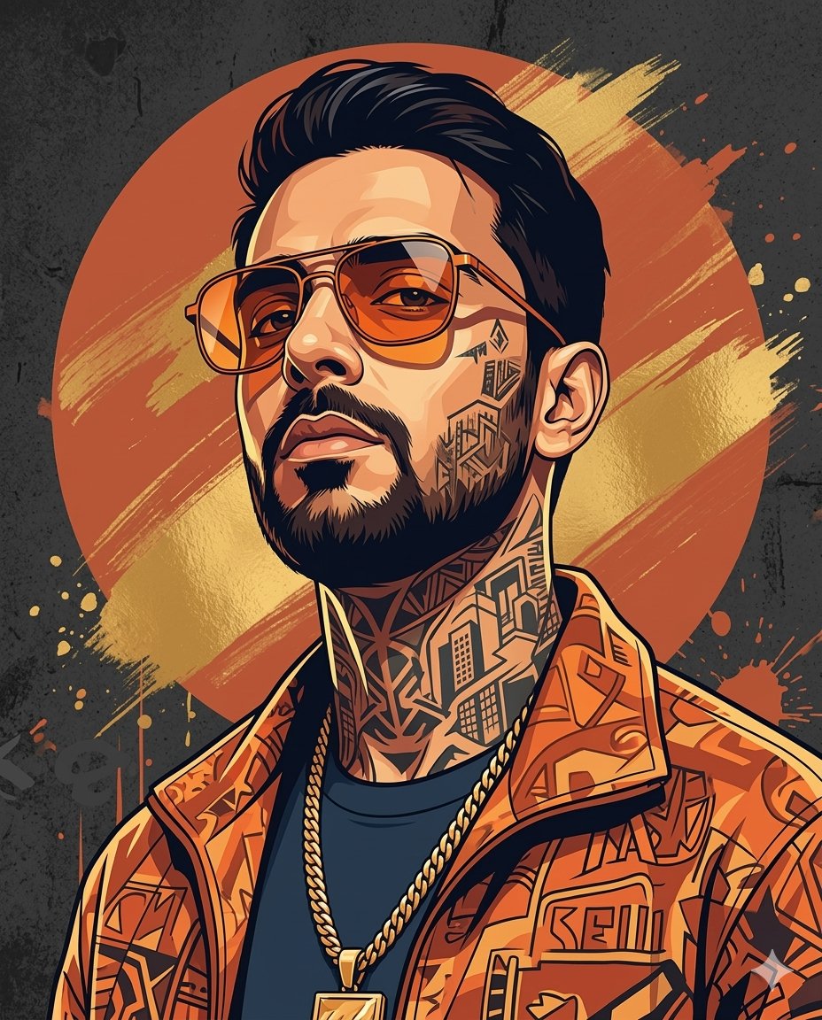 Prompt for stylized urban portrait with reference image fidelity