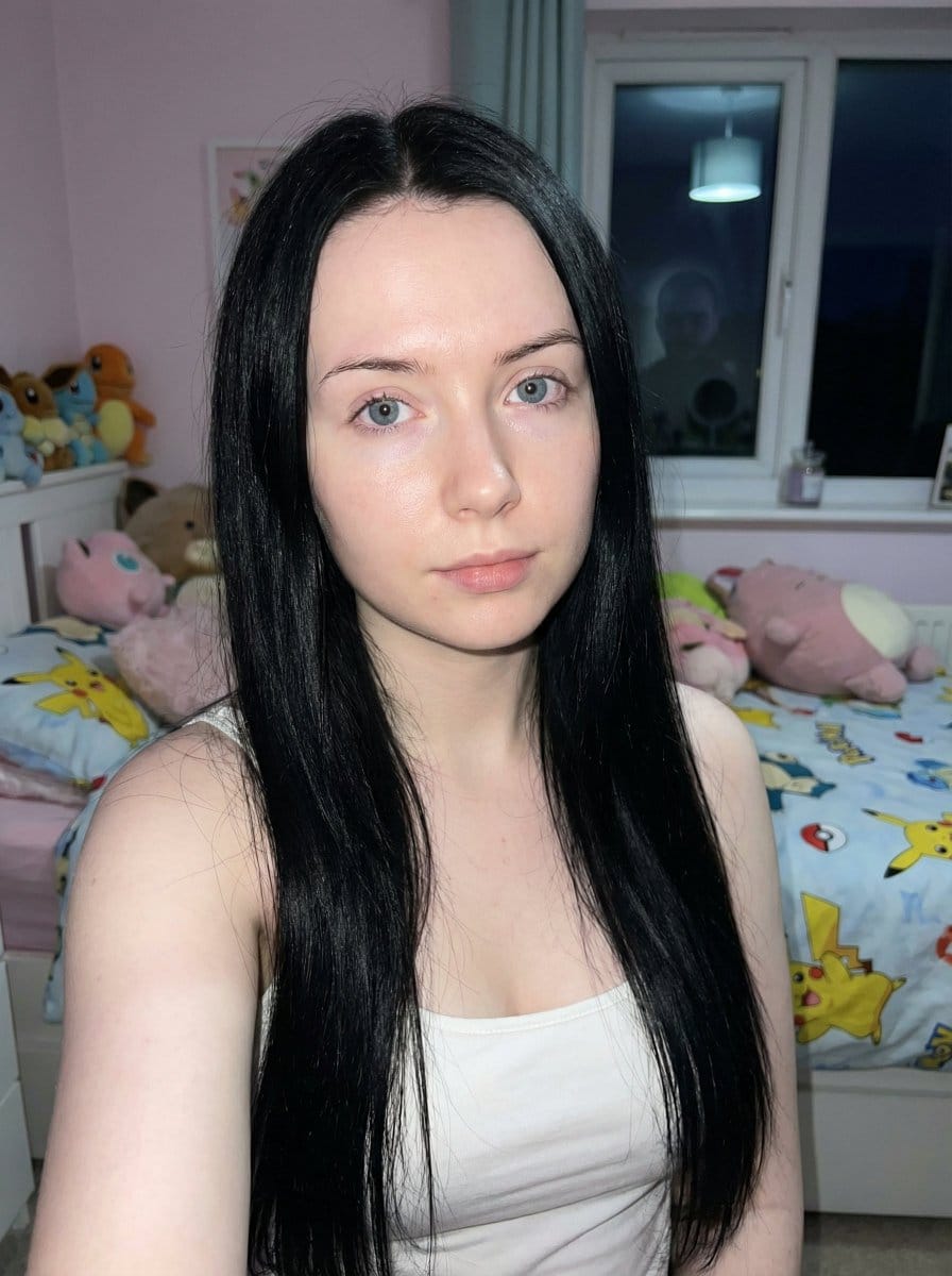 Psychological Horror Selfie with Distant Anomaly - AI Generated Realistic Style Image Example