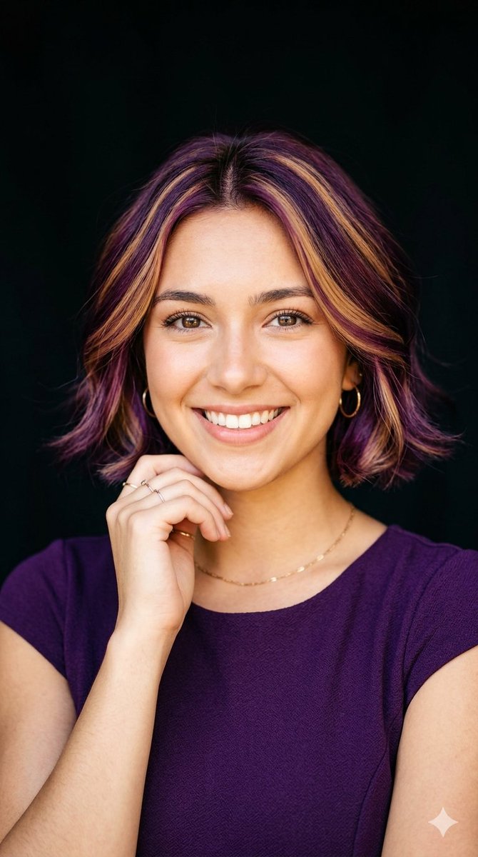 Preview image for Radiant Purple Bob Portrait prompt