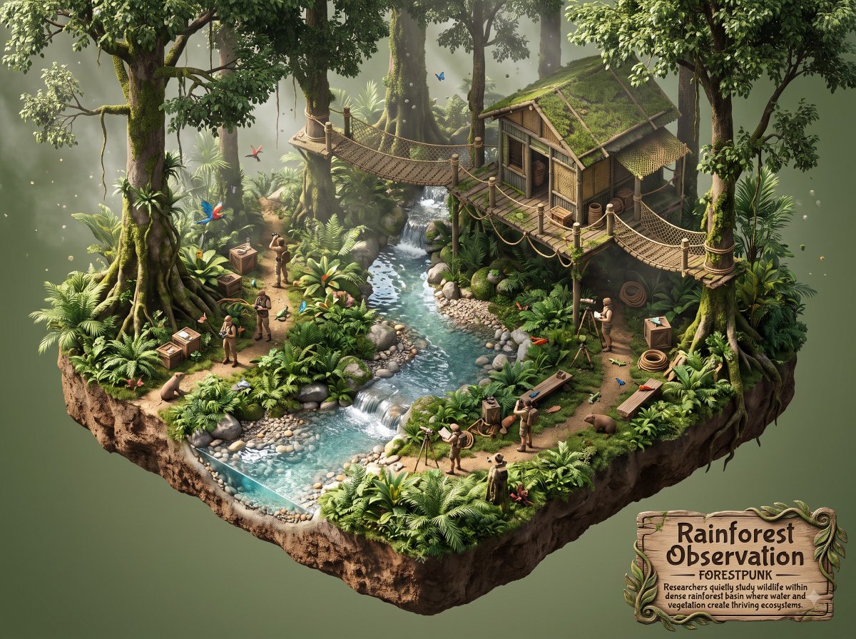 Preview image for Rainforest Wildlife Observation Station Miniature World prompt