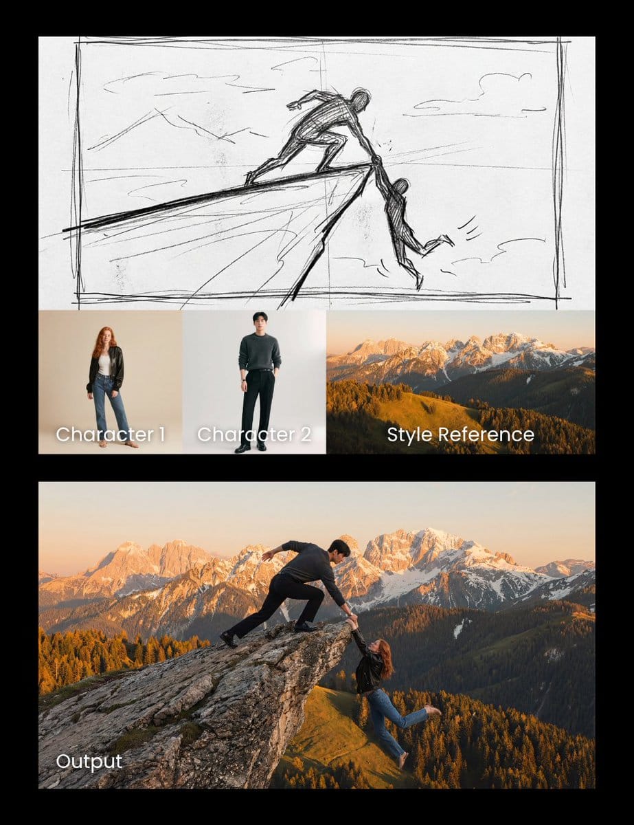 Realistic cliff rescue composite - AI Generated Landscape Style Image Example