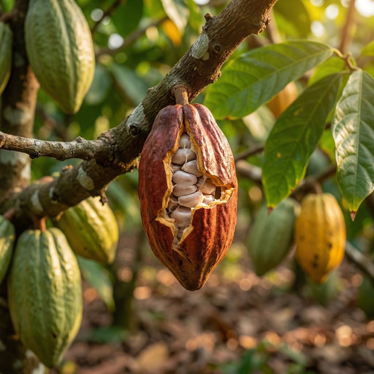 Realistic Cocoa Plantation Commercial Shot with Motion - AI 프롬프트