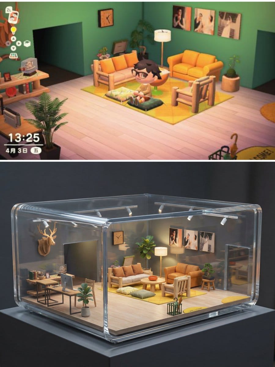 Realistic Interior to Transparent Miniature Diorama Prompt - KI-Prompt