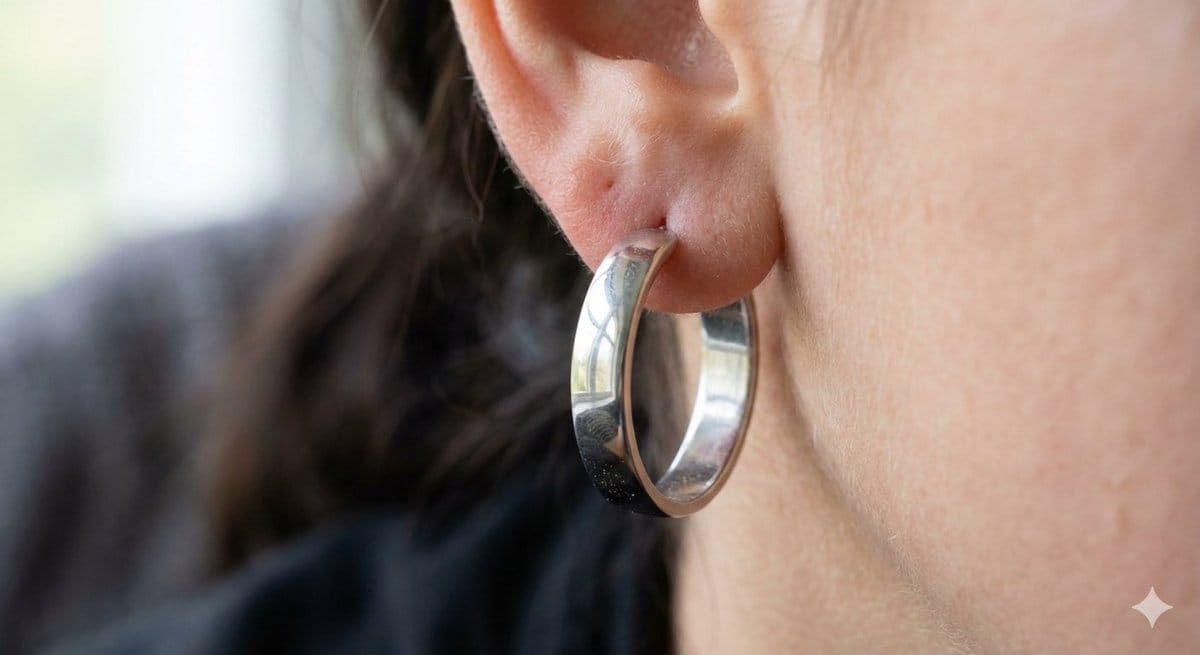 Realistic Macro Photograph of an Ear with Earring - AIプロンプト