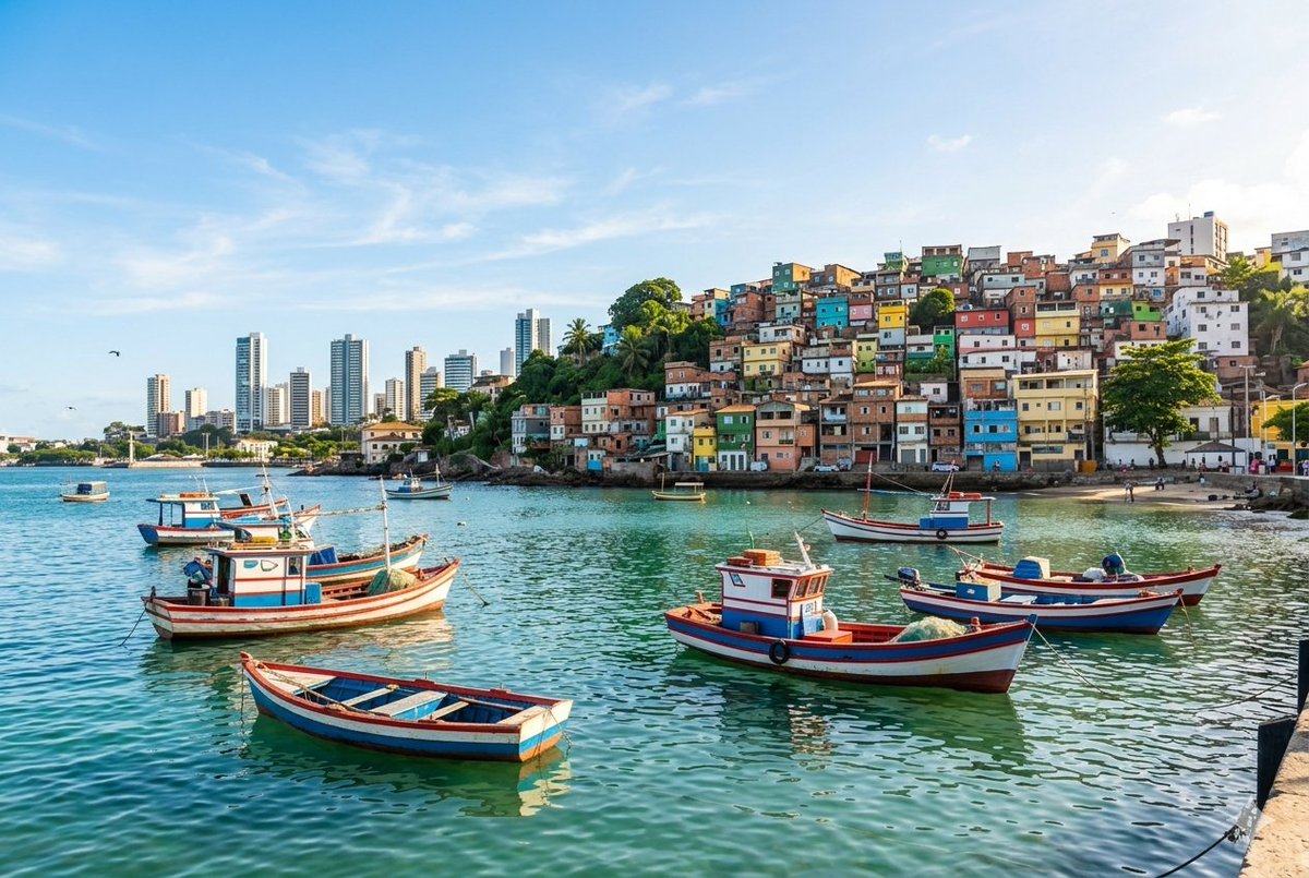 Preview image for Realistic port scene in Salvador, Bahia prompt