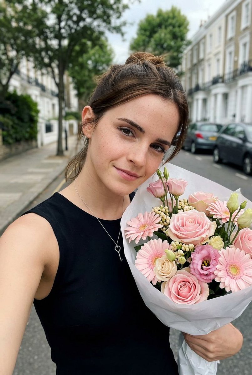 Preview image for Realistic Smartphone Selfie with Flowers prompt
