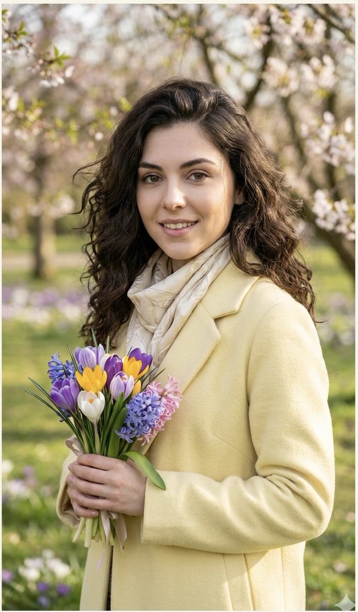 Realistic Spring Greeting Card Portrait
