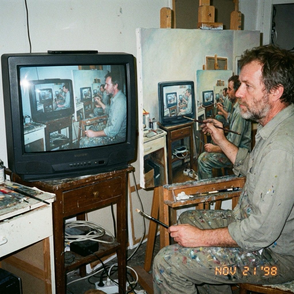 Recursive Painting Photograph Prompt - AI Generated Realistic Style Image Example