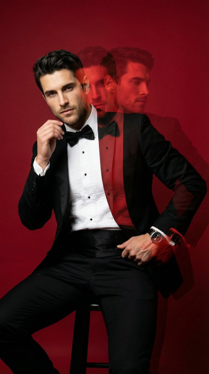 Preview image for Red Studio Fashion Editorial with Motion Echo Effect prompt