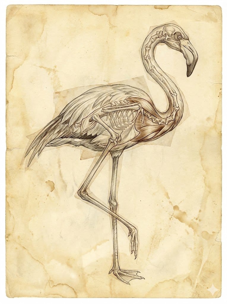 Renaissance Anatomical Study of a Flamingo