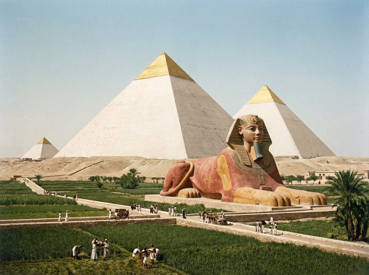Restored pyramids and Sphinx - AI Generated AI Art Style Image Example
