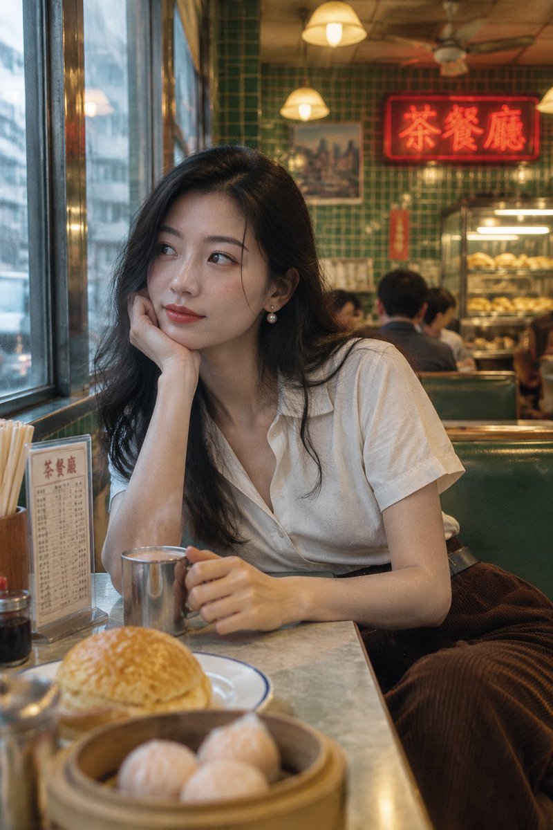 Preview image for Retro Hong Kong Cha Chaan Teng Portrait Prompt prompt
