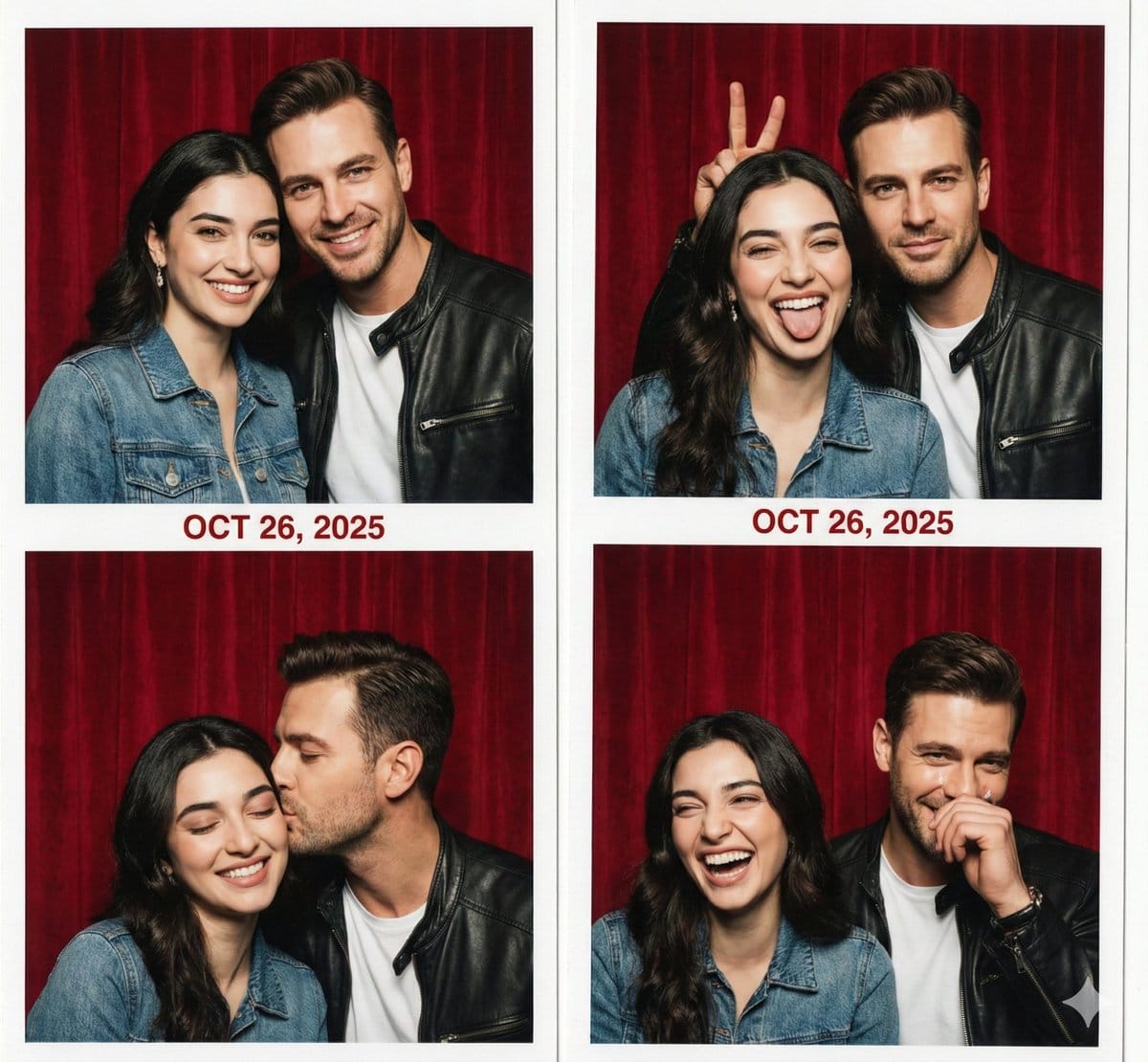 Retro Photo Booth Strip Prompt for a Couple - AIプロンプト