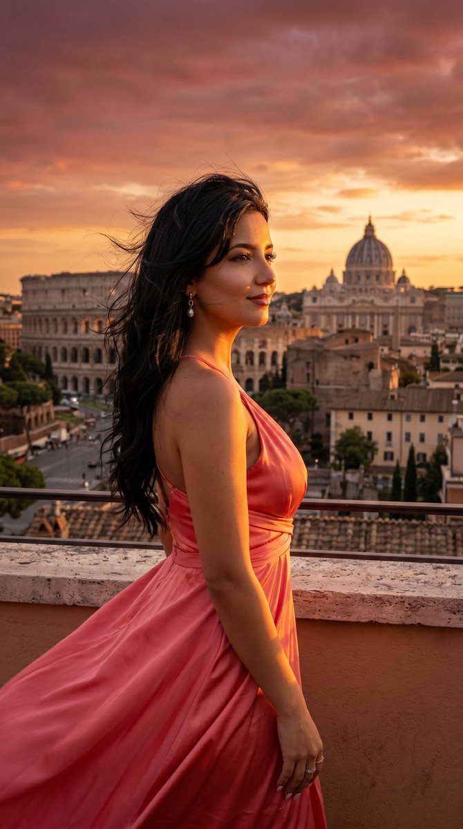 Rome Skyline Sunset Cinematic Portrait