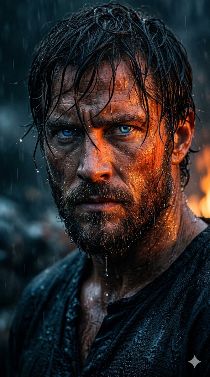 Preview image for Rugged Cinematic Rain Portrait prompt