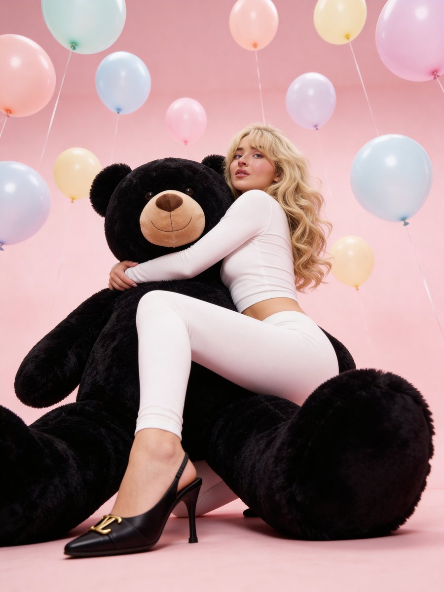 Preview image for Sabrina Carpenter Y2K Glamour Portrait with Giant Teddy Bear prompt