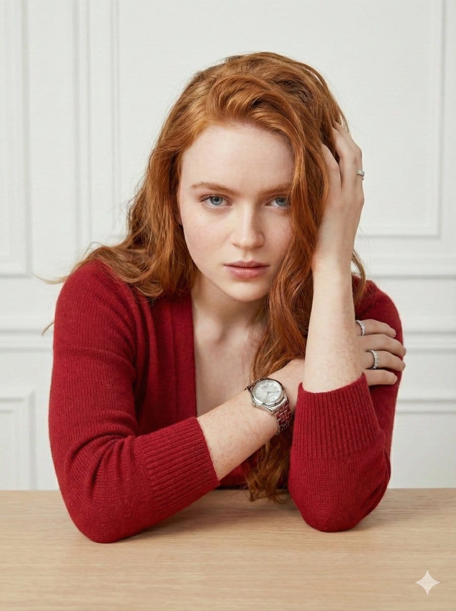 Sadie Sink Editorial Portrait Prompt - AI Generated Character Style Image Example