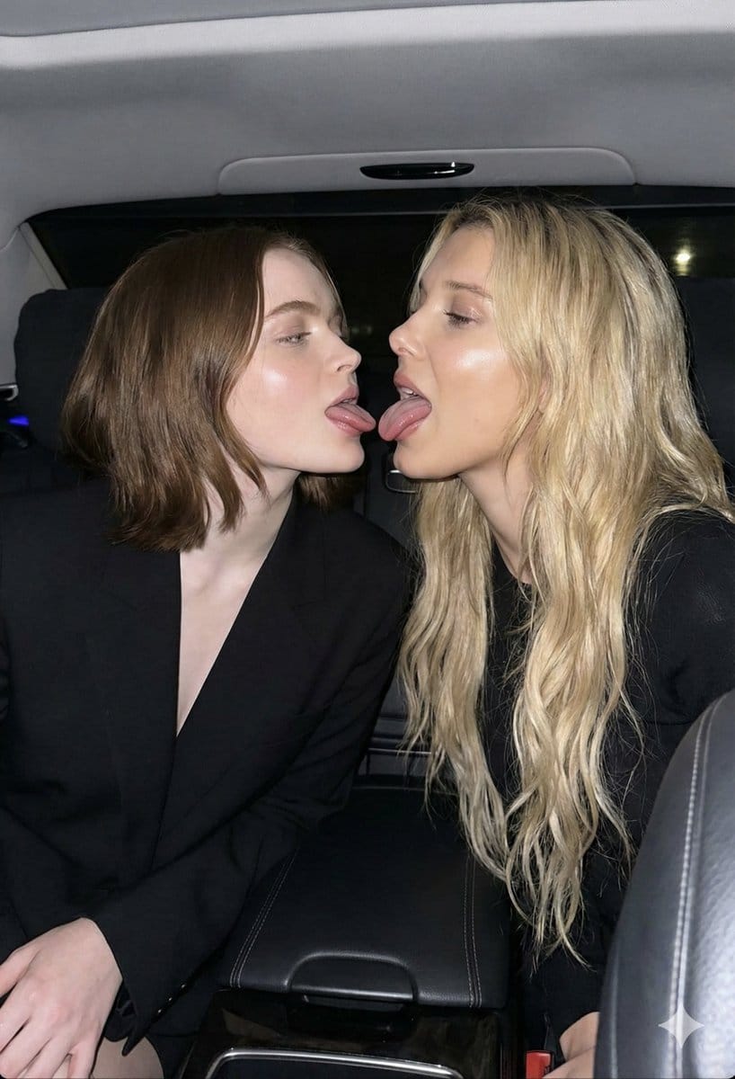 Sadie Sink and Millie Bobby Brown Candid Flash Photo Prompt - AI 프롬프트
