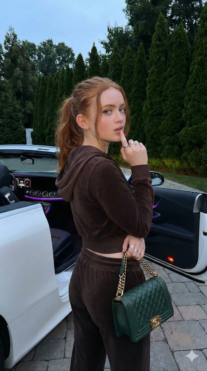 Preview image for Sadie Sink Cinematic Evening Portrait with Luxury Car prompt