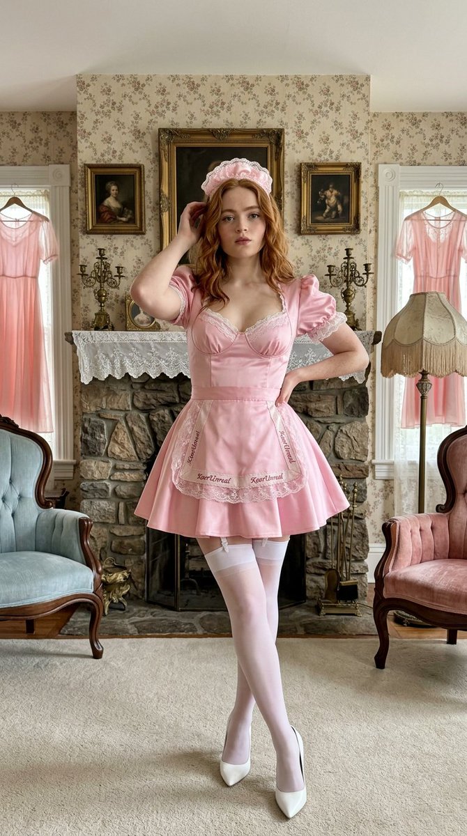 Preview image for Sadie Sink in Vintage Victorian Maid Uniform prompt