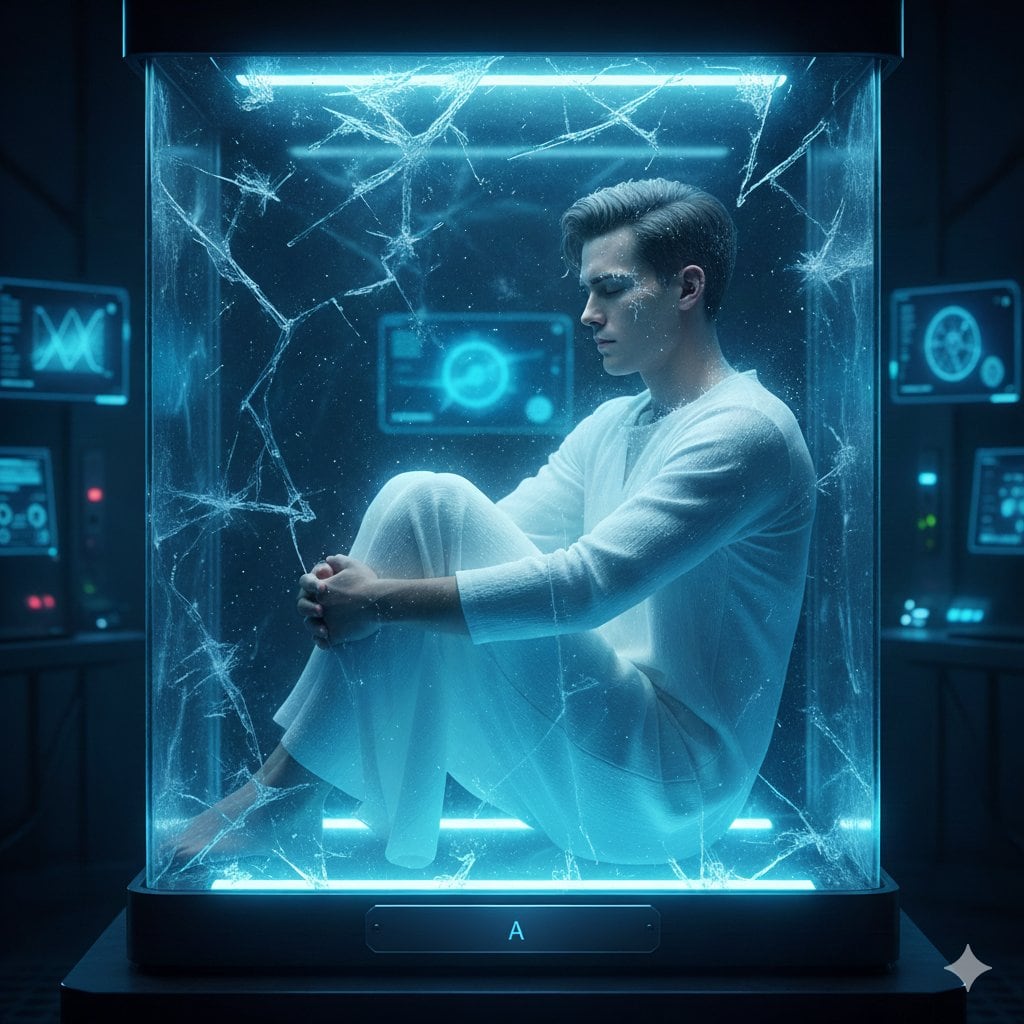 Sci-Fi Cinematic Image: Man in Cryo-Chamber - Prompt IA