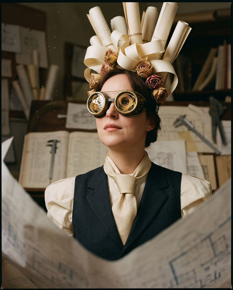 Preview image for Sculpted Parchment Headpiece Portrait prompt