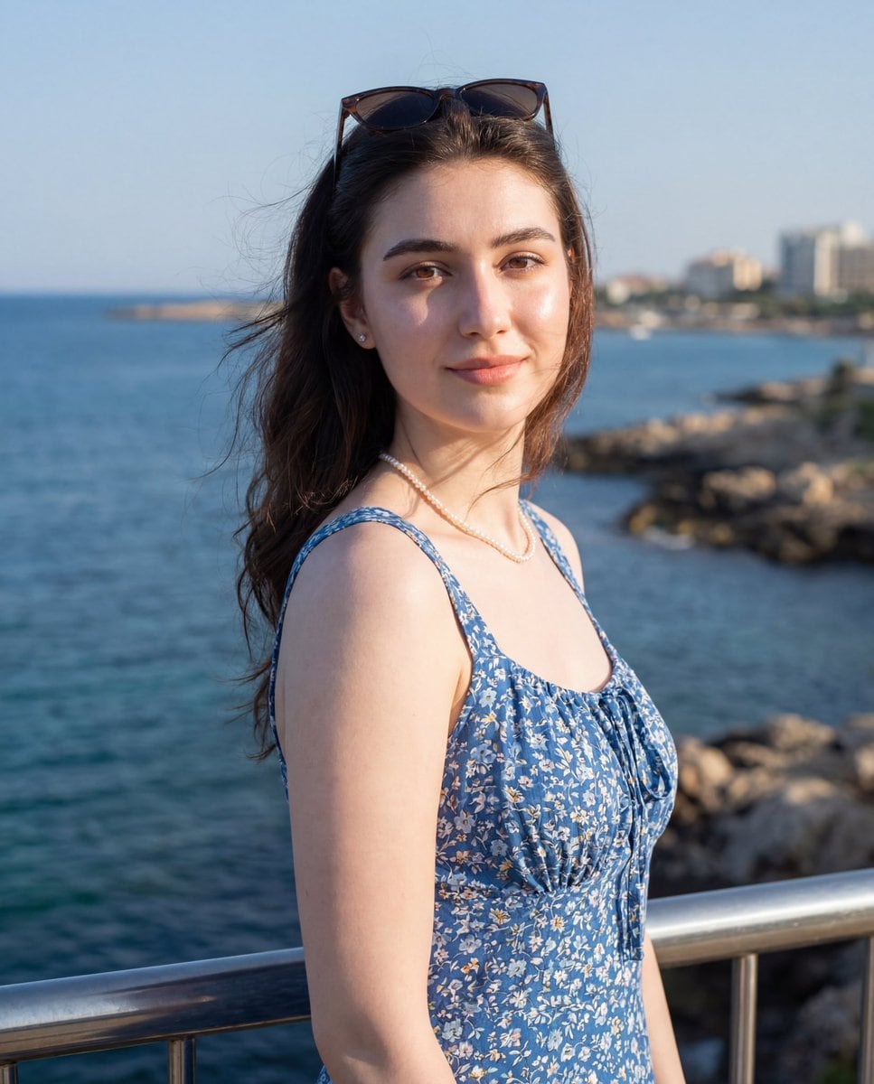 Seaside Travel Lifestyle Portrait - AI Generated Character Style Image Example