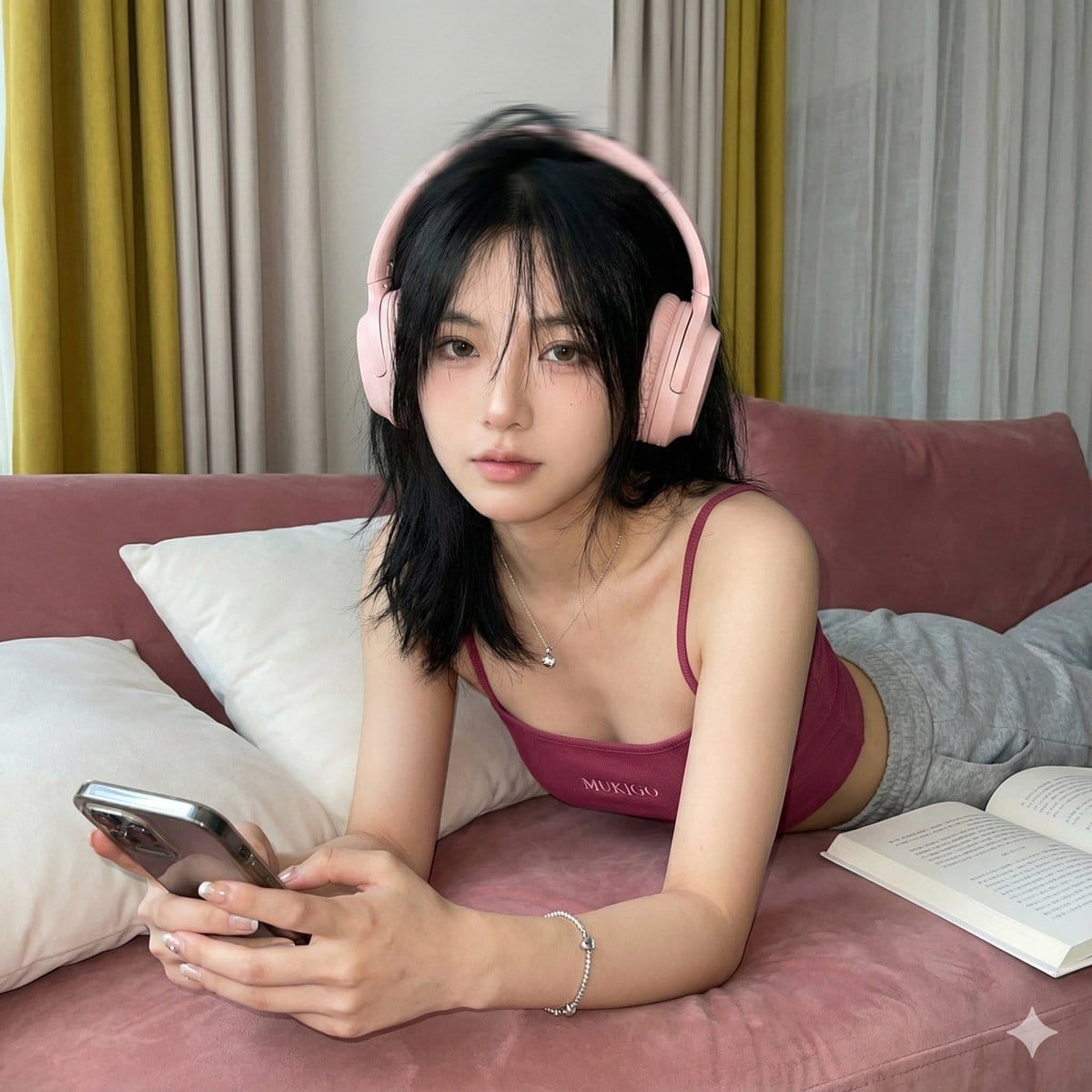 Seductive Sofa Selfie Prompt - AI Generated Character Style Image Example