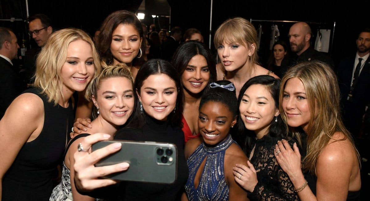 Selfie of 10 random female celebrities - AI Generated AI Art Style Image Example