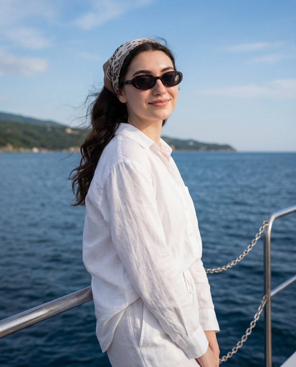 Serene Coastal Portrait with Identity Lock Prompt - Prompt de IA