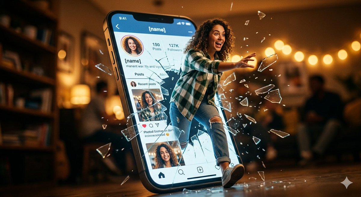 Preview image for Shattered Screen Social Media Ad prompt