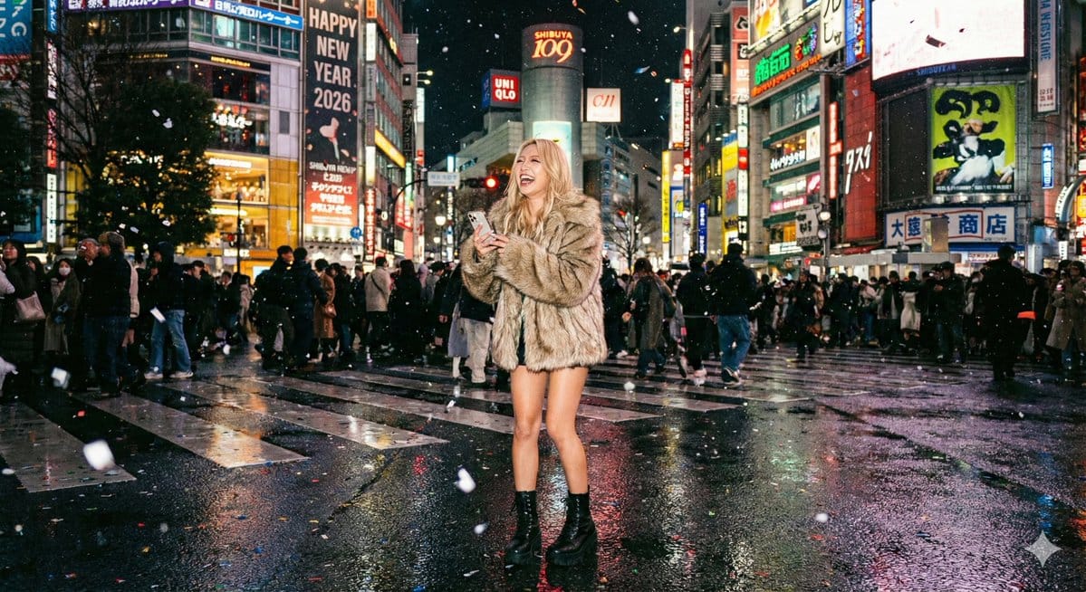 Shibuya New Year's Eve Beauty - AI 프롬프트