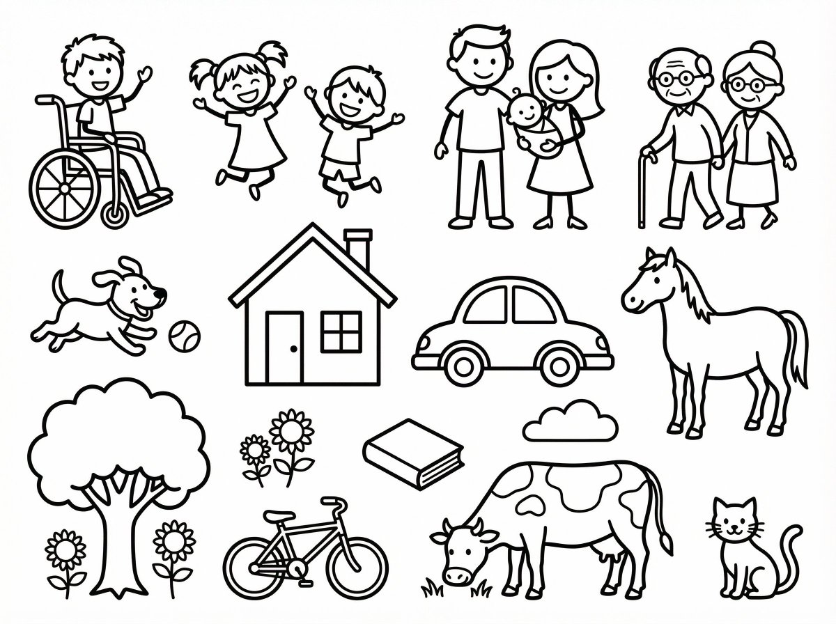 Preview image for Simple Stick Figure Coloring Book Clipart prompt