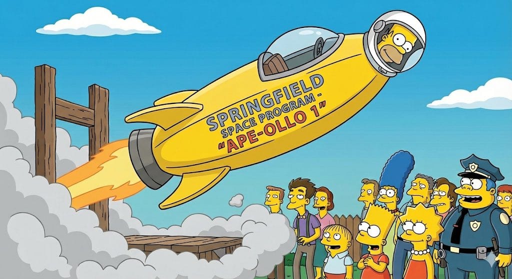 Simpsons-style rocket-banana hybrid - AI Generated AI Art Style Image Example