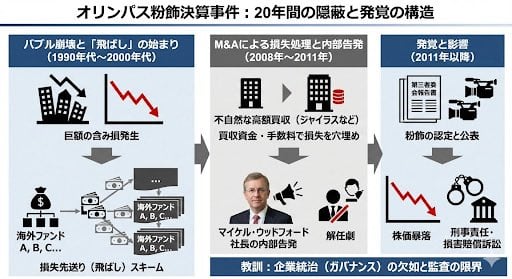 Slides explaining Olympus accounting scandal - AI Generated AI Art Style Image Example