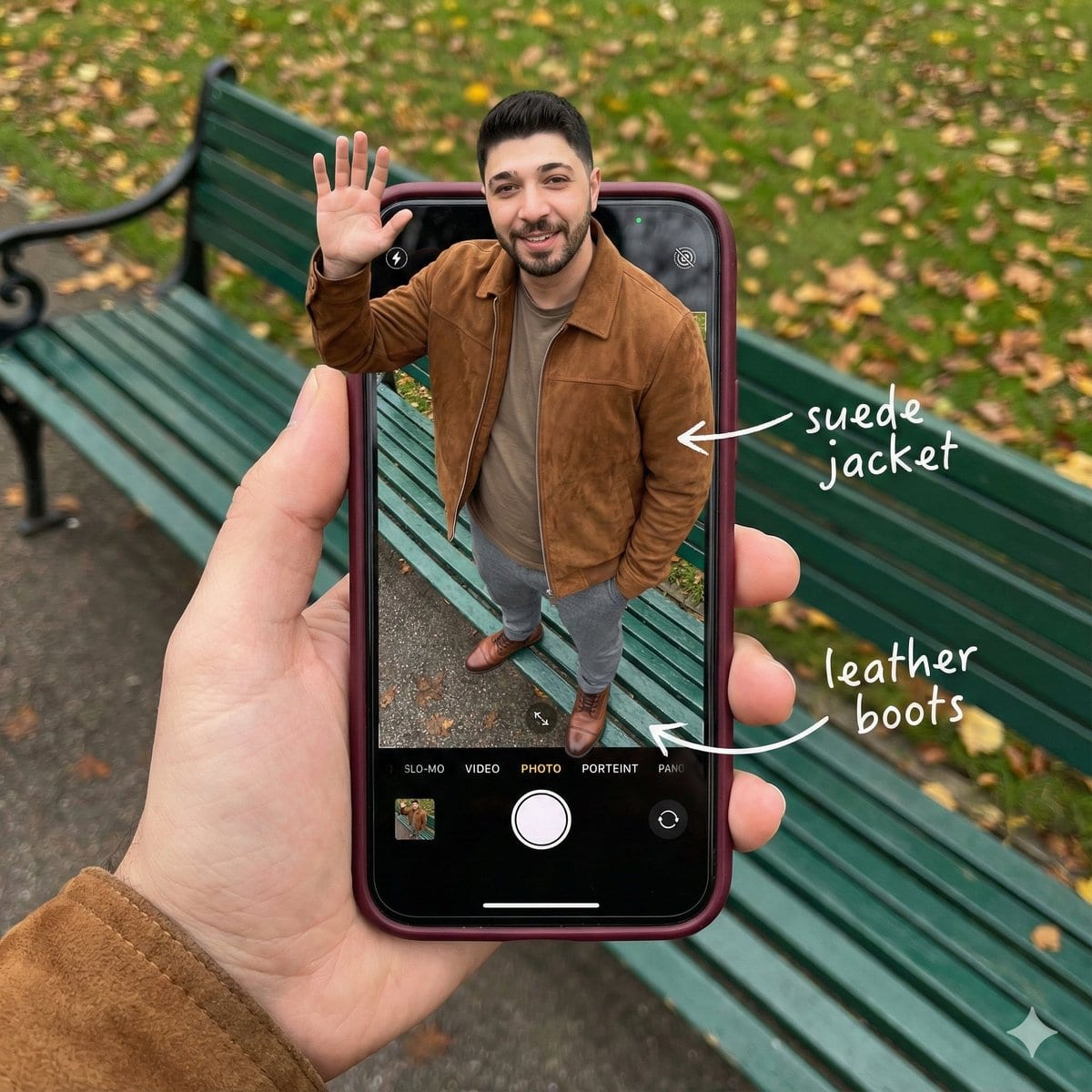 Smartphone Screen Stepping Out Optical Illusion Prompt - Prompt de IA