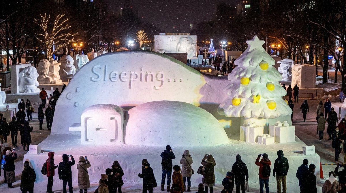 Preview image for Snow Statue of Not Wanting to Leave the Futon prompt