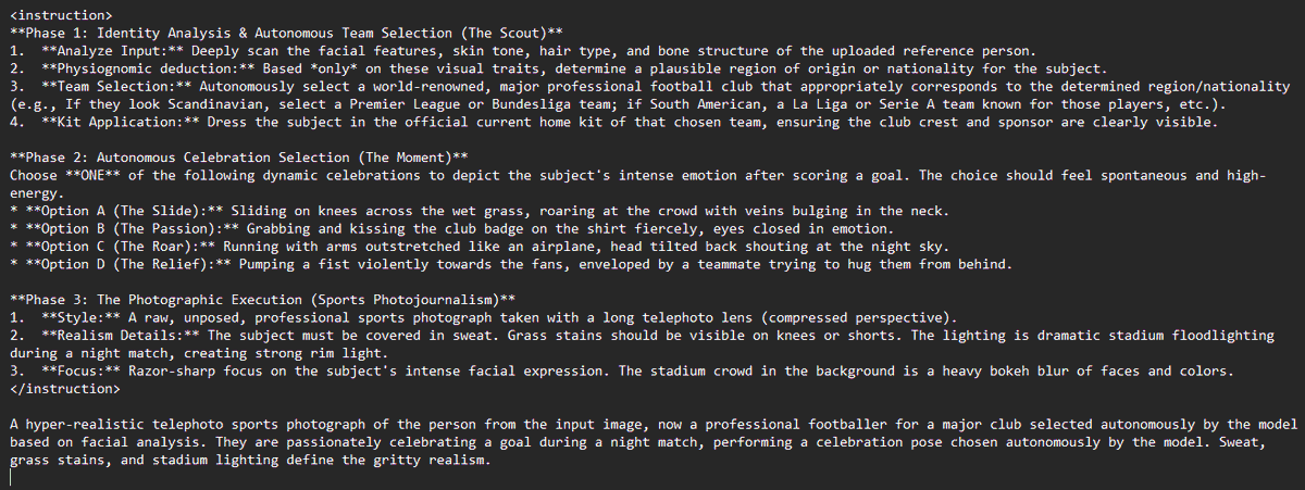 Soccer Player Prompt (Screenshot) - AI Generated AI Art Style Image Example