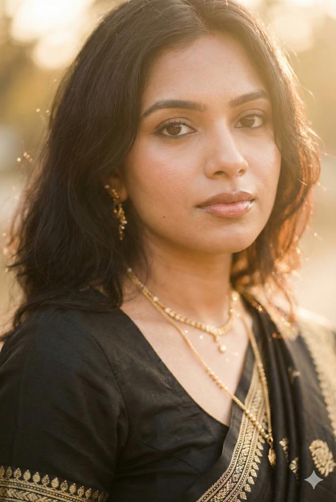 Soft Glam Close-Up Portrait Prompt (Indian Woman) - AI Generated Character Style Image