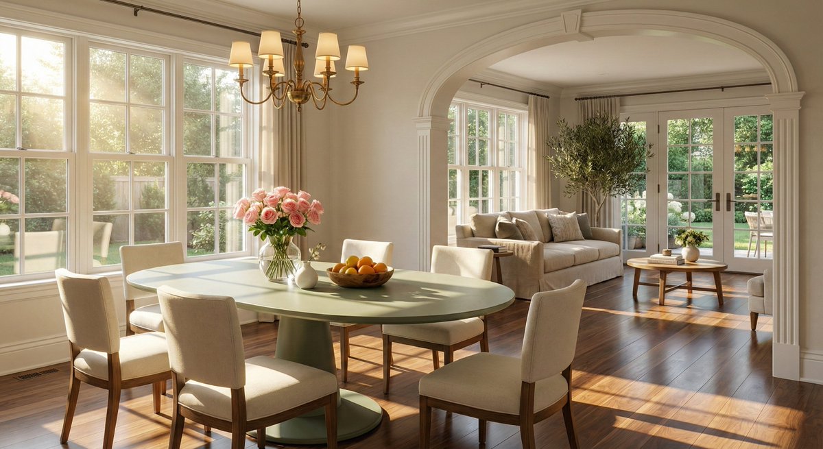Preview image for Sophisticated Interior Design Photograph Prompt (Dining/Living Space) prompt