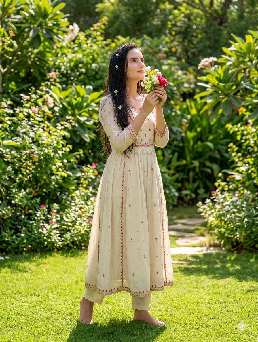 Preview image for South Asian Woman in Garden Portrait prompt