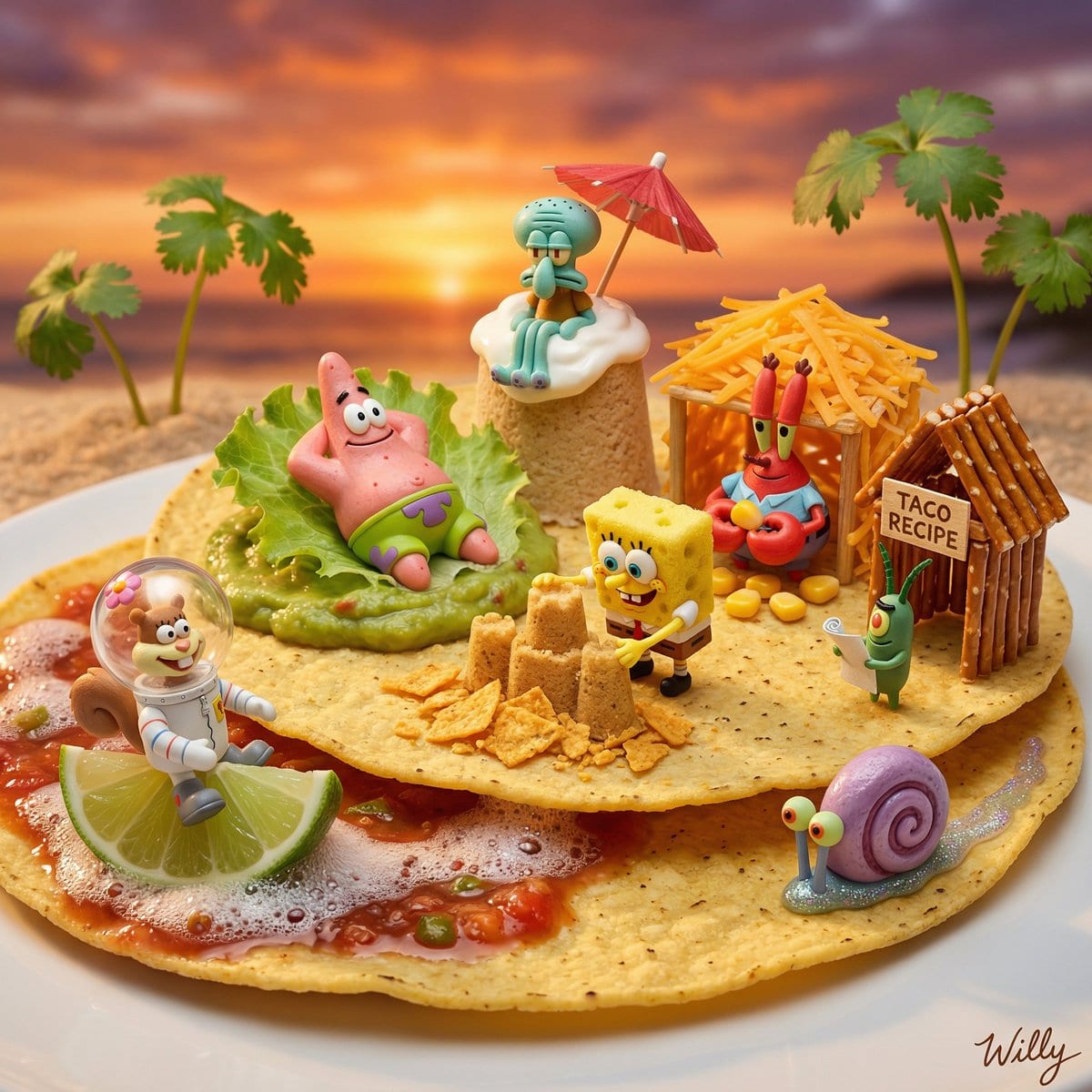 SpongeBob Taco Beach Resort Diorama Prompt - Prompt IA