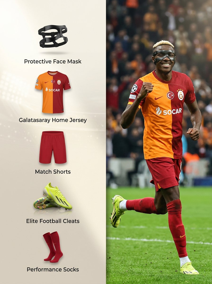 Preview image for Sports Equipment Infographic Layout of Victor Osimhen prompt
