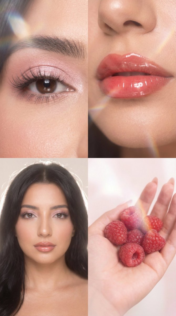 Preview image for Strawberry Milk Glass Lens Beauty Quad Prompt prompt