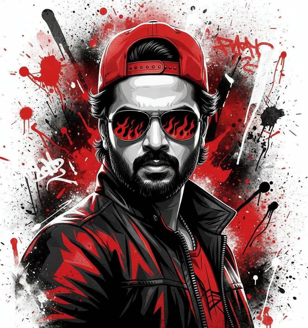 Street Art Style Portrait of a Man with Face Preservation - AI Generated Character Style Image Example